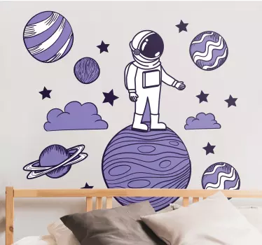 űrhajós rajz bolygók űr matrica - TenStickers
