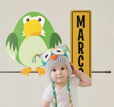 Vadállat papagáj név gyerekeknek hálószoba fal matrica - TenStickers