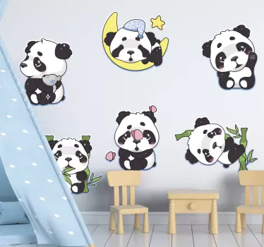 Vadászat és alvás panda matrica - TenStickers