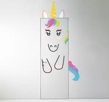 Varázslatos egyszarvú ajtó matrica - TenStickers