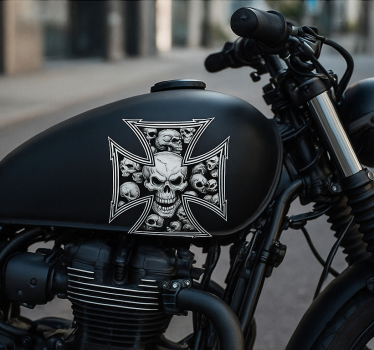 Vas kereszt koponyák motoros matrica - TenStickers