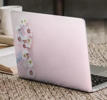 Virágok rózsaszín háttér laptop matrica - TenStickers