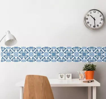 Virágos kék és szürke portugál csempe matrica - TenStickers
