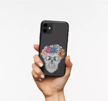 Virágos koponya kialakítás Matrica Iphone - TenStickers