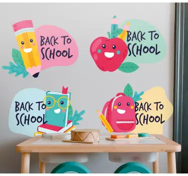 Vissza az iskolába különböző szimbólumok ablak matrica - TenStickers