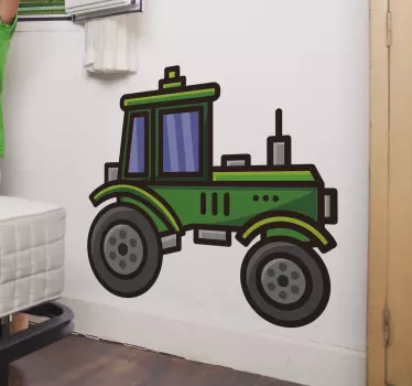 Zöld nagy traktor gyerek hálószoba fal matrica - TenStickers