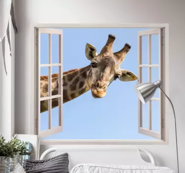 Zsiráf jön egy ablakon 3d vizuális effektek fali dekoráció - TenStickers