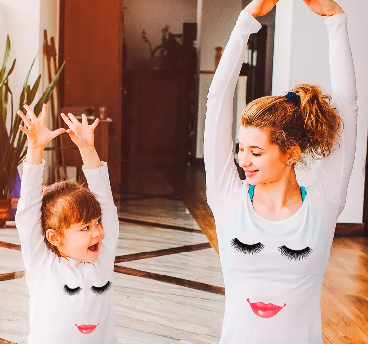 Egyszerű szempilla és száj anya lánya ing - TenStickers