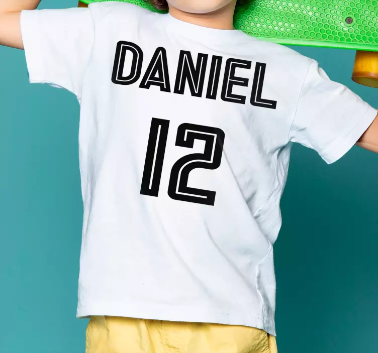 Fekete egyedi szám és név szöveges pólók - TenStickers