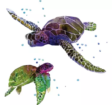 Színes absztrakt teknős póló - TenStickers