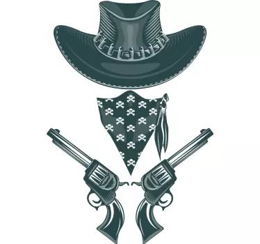 Cowboy kalap, bandanna és revolver póló - TenStickers