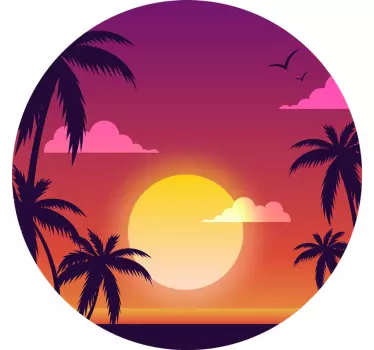 Póló lila naplemente és pálmafák - TenStickers