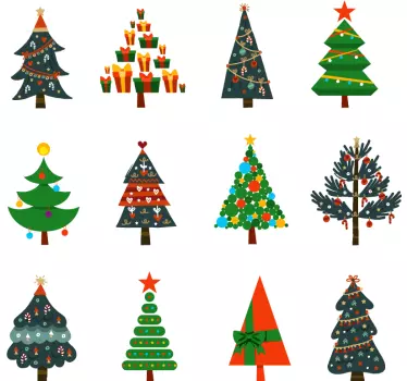 Vidám Ünnepi fák póló karácsony - TenStickers