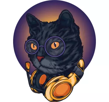 Macska fejhallgatóval póló - TenStickers