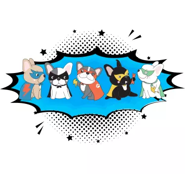 Szuperhős kutyák gyűjteménye póló gyerekeknek - TenStickers