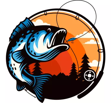 Horgászat naplemente jelenet póló - TenStickers