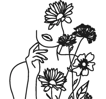 Női és napraforgós minimalista design póló - TenStickers