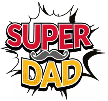 Képregény szuperpapa bajuszos apával és fiával illő inggel - TenStickers