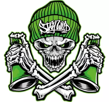 Zöld koponya szemüveg graffiti póló - TenStickers
