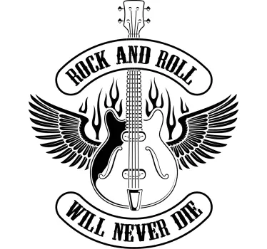 Gitár tűzben rock szöveges pólóval - TenStickers