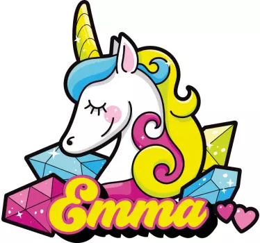 Színes unikornis névvel póló gyerekek - TenStickers