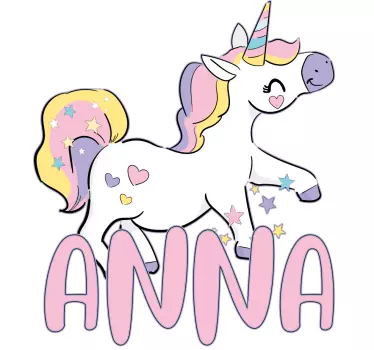 Boldog unikornis névvel póló baba - TenStickers