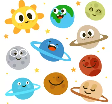 Vicces bolygók arccal gyerek ing - TenStickers