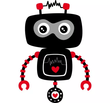 Fekete rajzfilm robot gyerek póló - TenStickers