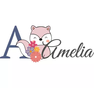 Virágos kezdeti róka póló baba - TenStickers