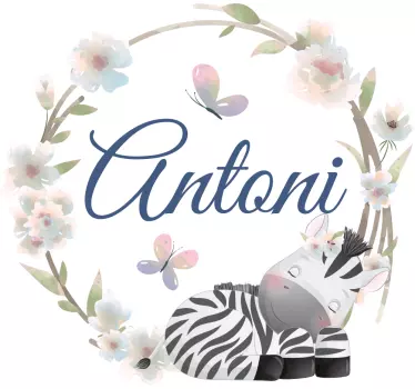 Aranyos állatok zebra névvel baba póló - TenStickers