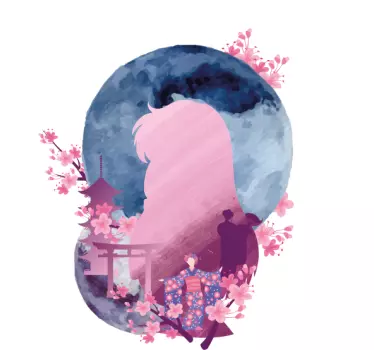 Holdfényes cseresznyevirág siluett póló - TenStickers