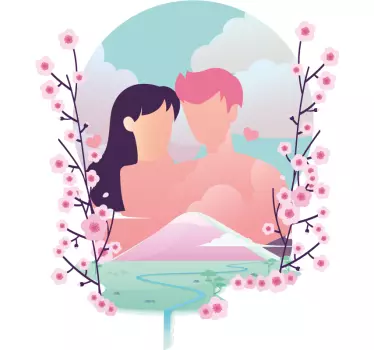 Romantikus virágzás szerelem pólók párosít - TenStickers