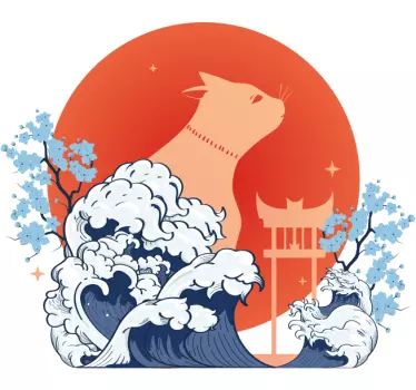 Fenséges macska hullámok póló - TenStickers