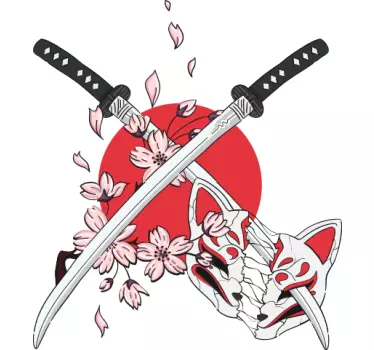 Japán kardok virágokkal póló - TenStickers