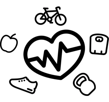 Szívverés fitness szimbólumok póló - TenStickers