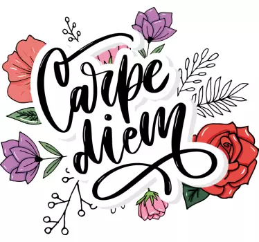 Carpe diem rózsaszín virágmintás póló - TenStickers