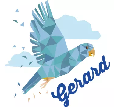 Geometrikus-állatok kék aranyos papagáj pólók névvel - TenStickers
