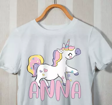 Boldog unikornis névvel póló baba - TenStickers