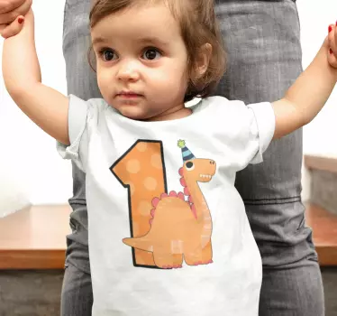 Cuki dinoszaurusz születésnapi póló baba - TenStickers
