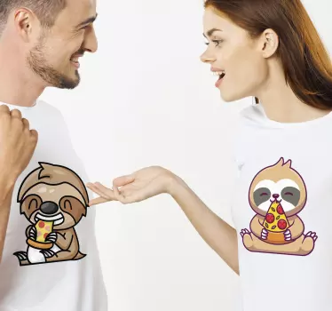 Cuki lajhárk pizzát osztogat - pólók párosít - TenStickers
