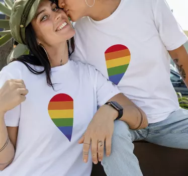 Fél lgtb szivárványos szívhez illő ing pároknak - TenStickers