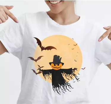 Gonosz madárijesztő a holddal és a denevérekkel halloween póló - TenStickers