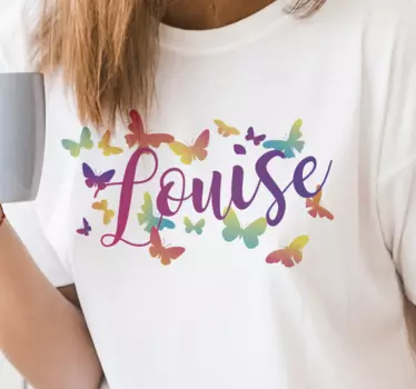 Gradiens pillangók név pólóval - TenStickers