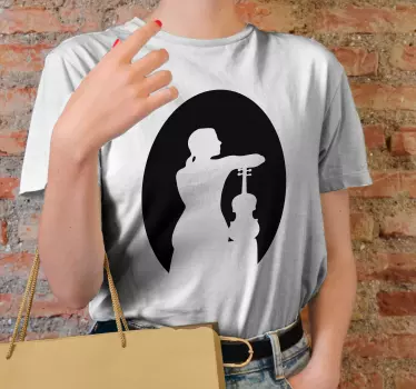 Hegedűs sziluett hátul ülő póló - TenStickers