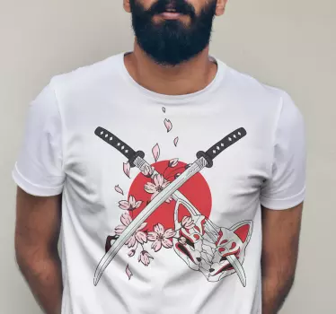 Japán kardok virágokkal póló - TenStickers