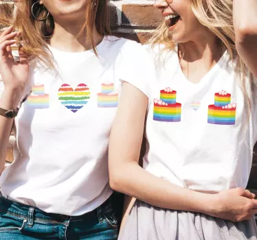 Két pár szivárvány torta illő ing pároknak - TenStickers