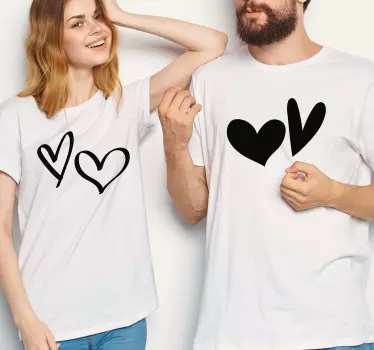 Két szív szimbólum - pólók párosít - TenStickers