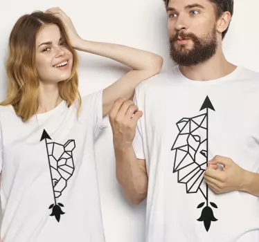 Line art geometrikus oroszlánok illő ingek pároknak - TenStickers