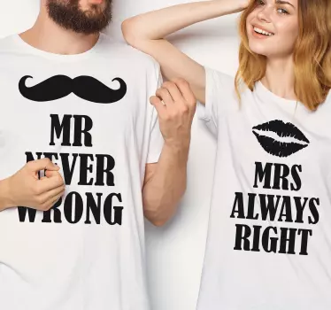 Mr soha nem téved mrs mindig igaza pólók párosít - TenStickers