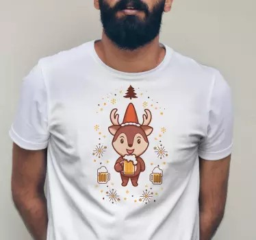 őrült rénszarvas sok sörrel karácsonyi póló - TenStickers